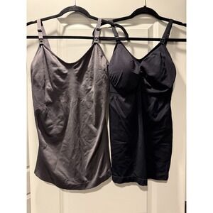 TWO Nursing Tank Tops for Breastfeeding Women's Size XL(tight Fit) Black /Gray